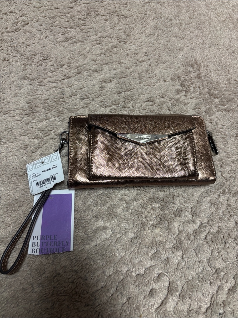 Liz Claiborne Metallic Bronze Wristlet Clutch